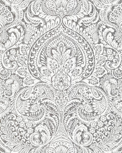 Artemis Platinum Damask Wallpaper by A-Street Prints