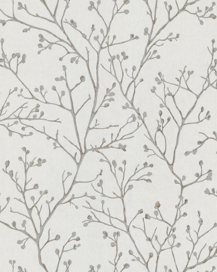 Koura Silver Branches Wallpaper by A-Street Prints Grey Resource Covers about 57.5 square feet 20.9-in by 33-ft long roll Unpasted 12.5 - Fabric Carolina -