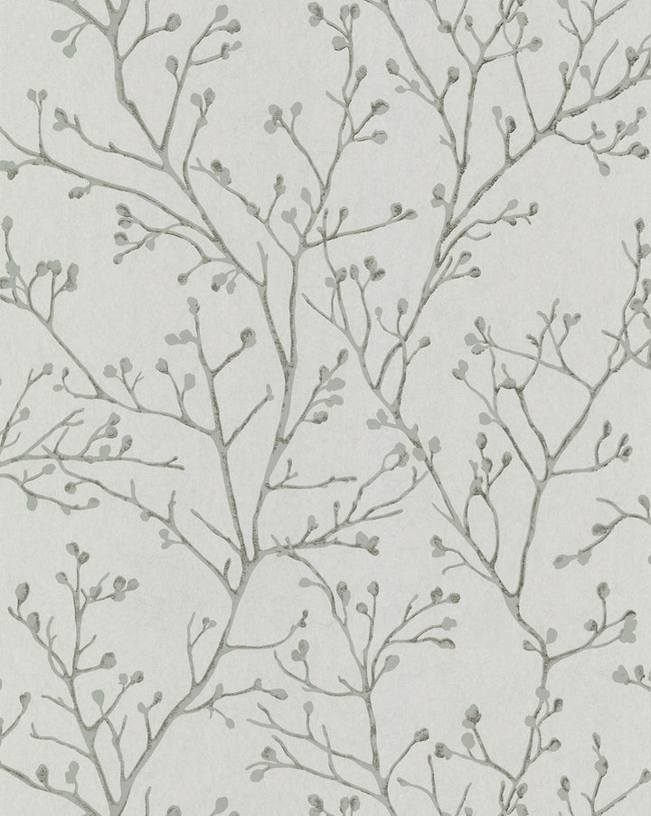 Koura Platinum Branches Wallpaper by A-Street Prints Grey Resource Covers about 57.5 square feet 20.9-in by 33-ft long roll Unpasted 12.5 - Fabric Carolina -