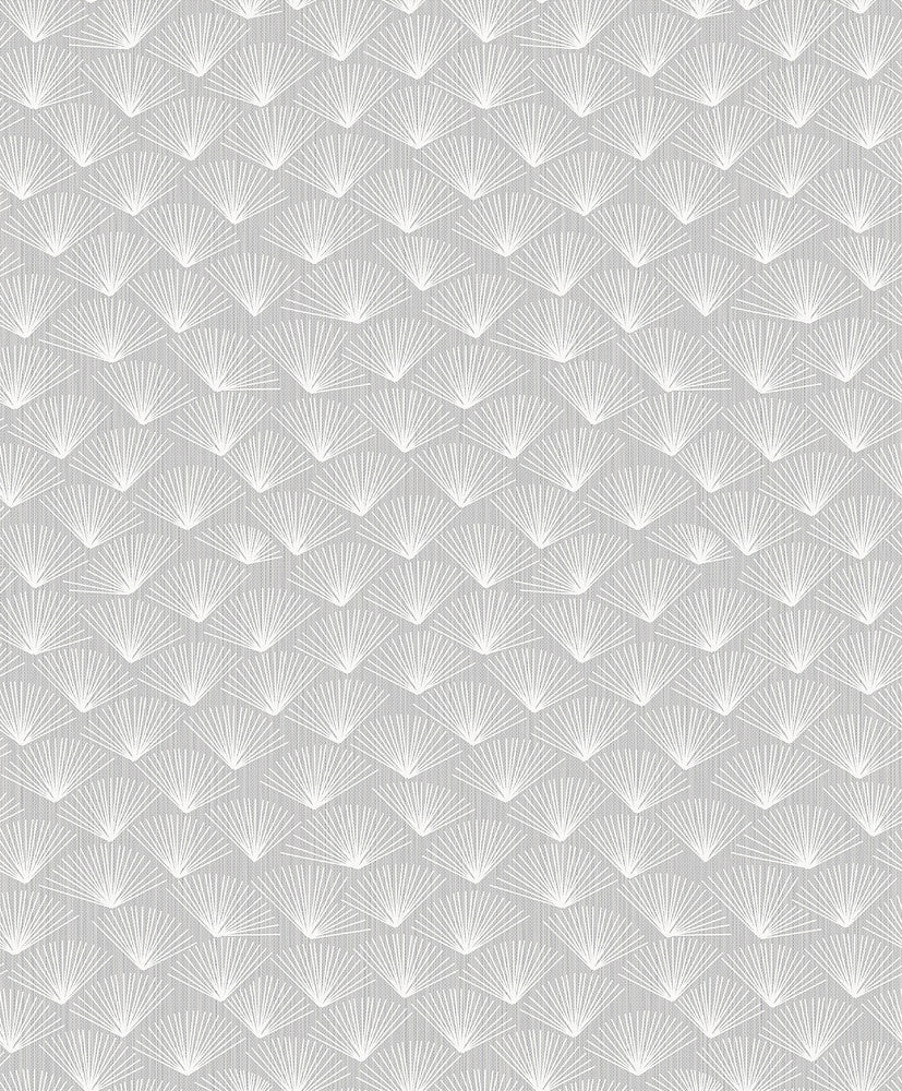 Asteria Grey Fan Wallpaper by A-Street Prints Grey Resource Covers about 57.5 square feet 20.9-in by 33-ft long roll Unpasted 25.2 - Fabric Carolina -