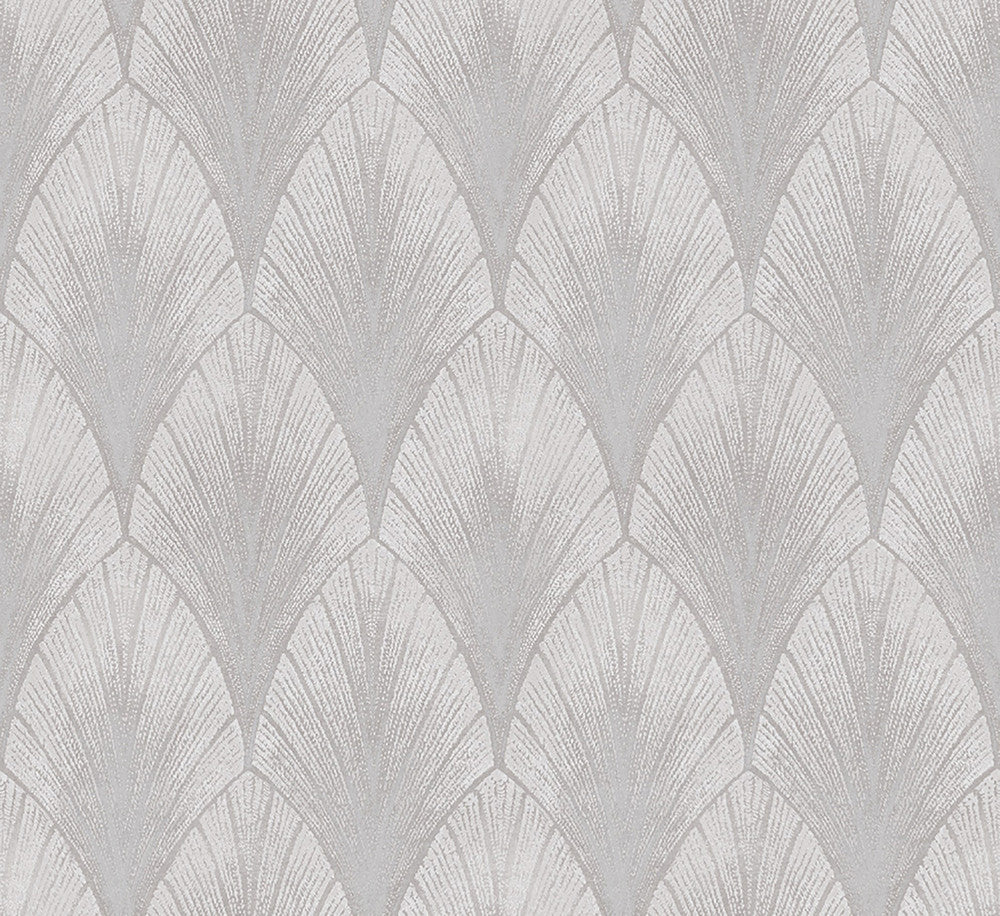Bakal Pearl Art Deco Ogee Wallpaper by A-Street Prints Grey Resource Covers about 75.9 square feet 27.6-in by 33-ft long roll Unpasted 25.2 - Fabric Carolina -