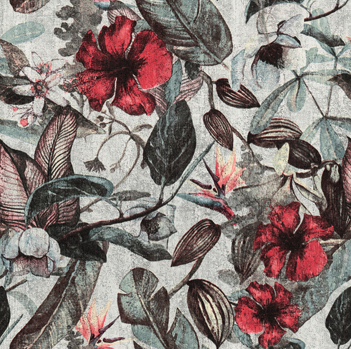 Kailano Green Botanical Wallpaper by Advantage Bali Covers about 57.8 square feet 21-in by 33-ft long roll Unpasted 20.8 - Fabric Carolina -