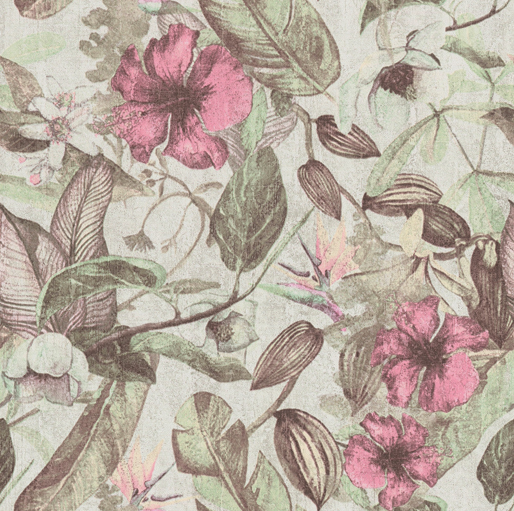 Kailano Pastel Botanical Wallpaper by Advantage Bali Covers about 57.8 square feet 21-in by 33-ft long roll Unpasted 20.8 - Fabric Carolina -