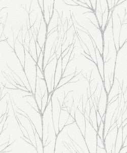 Diani White Metallic Tree Wallpaper by Advantage