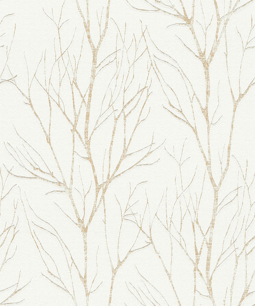 Diani Gold Metallic Tree Wallpaper by Advantage Bali Covers about 57.8 square feet 21-in by 33-ft long roll Unpasted 25.2 - Fabric Carolina -