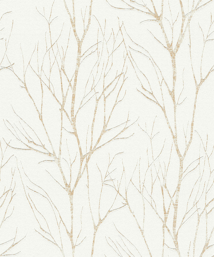Diani Gold Metallic Tree Wallpaper by Advantage Bali Covers about 57.8 square feet 21-in by 33-ft long roll Unpasted 25.2 - Fabric Carolina -