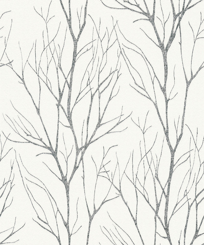 Diani Charcoal Metallic Tree Wallpaper by Advantage Bali Covers about 57.8 square feet 21-in by 33-ft long roll Unpasted 25.2 - Fabric Carolina -