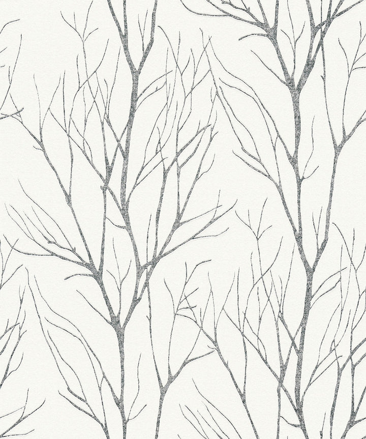 Diani Charcoal Metallic Tree Wallpaper by Advantage Bali Covers about 57.8 square feet 21-in by 33-ft long roll Unpasted 25.2 - Fabric Carolina -
