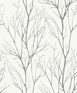 Diani Charcoal Metallic Tree Wallpaper by Advantage