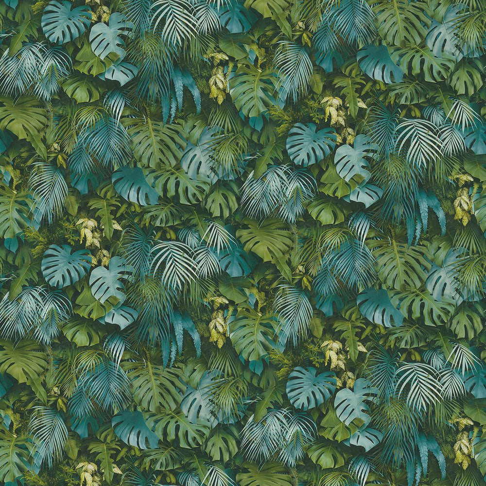 Luana Blue Tropical Forest Wallpaper by Advantage Bali Covers about 57.8 square feet 21-in by 33-ft long roll Unpasted 20.8 - Fabric Carolina -