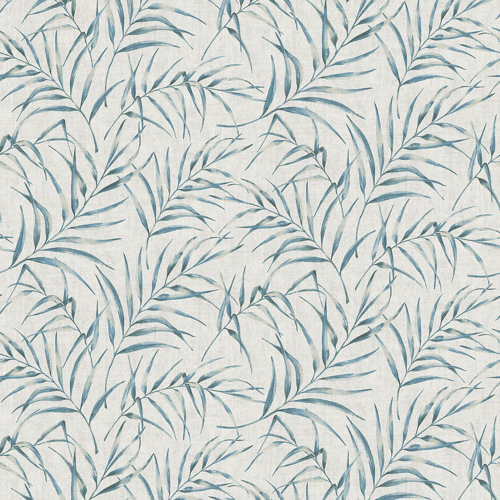 Lani Blue Fronds Wallpaper by Advantage Bali Covers about 57.8 square feet 21-in by 33-ft long roll Unpasted 25.2 - Fabric Carolina -