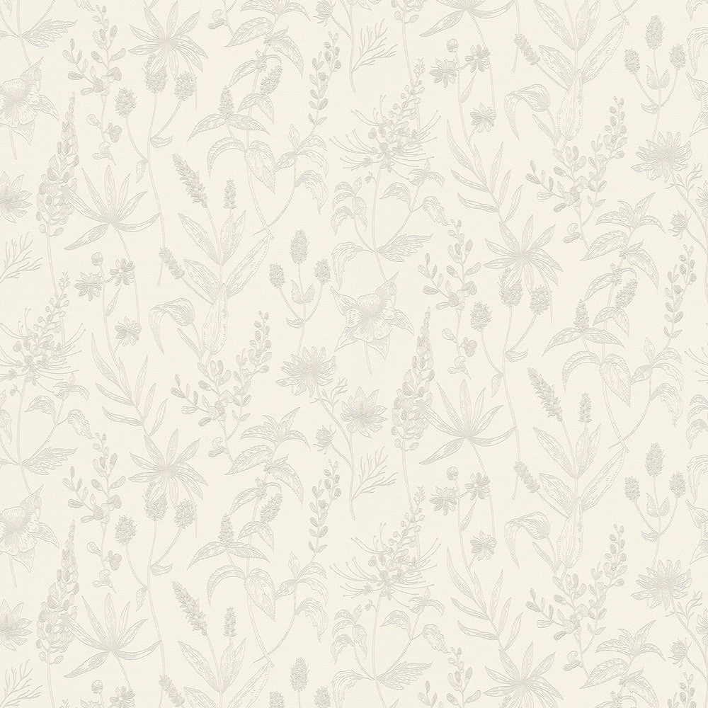 Nami White Floral Wallpaper by Advantage Bali Covers about 57.8 square feet 21-in by 33-ft long roll Unpasted 25.2 - Fabric Carolina -