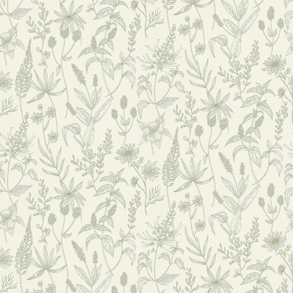 Nami Olive Floral Wallpaper by Advantage Bali Covers about 57.8 square feet 21-in by 33-ft long roll Unpasted 25.2 - Fabric Carolina -