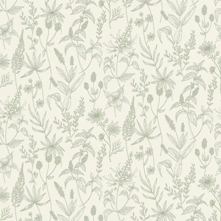 Nami Olive Floral Wallpaper by Advantage Bali Covers about 57.8 square feet 21-in by 33-ft long roll Unpasted 25.2 - Fabric Carolina -
