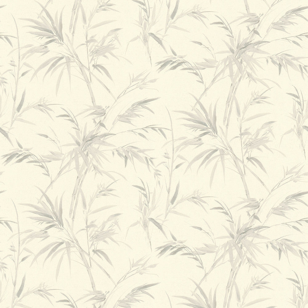 Hali Light Grey Fronds Wallpaper by Advantage Bali Covers about 57.8 square feet 21-in by 33-ft long roll Unpasted 25.2 - Fabric Carolina -