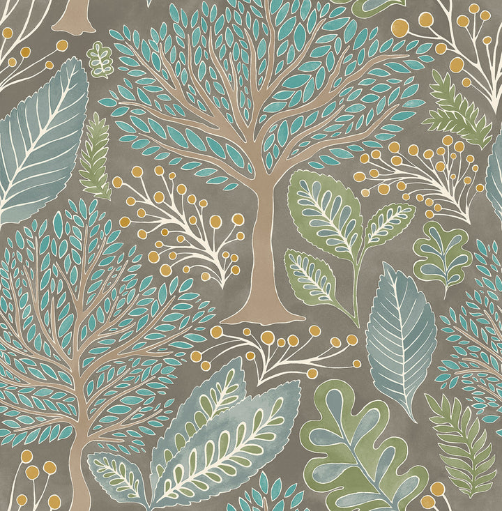 Kiah Taupe Forest Wallpaper by Advantage Splash Covers about 56.4 square feet 20.5-in by 33-ft long roll Unpasted 20.9 - Fabric Carolina -