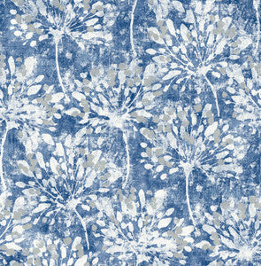 Dori Blue Painterly Floral Wallpaper by Advantage