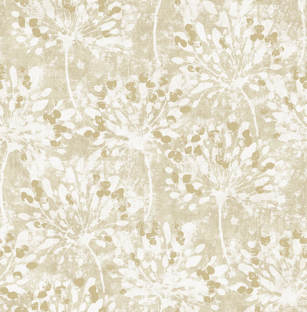 Dori Gold Painterly Floral Wallpaper by Advantage Splash Covers about 56.4 square feet 20.5-in by 33-ft long roll Unpasted 20.9 - Fabric Carolina -