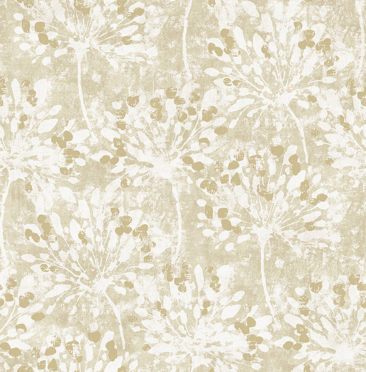 Dori Gold Painterly Floral Wallpaper by Advantage Splash Covers about 56.4 square feet 20.5-in by 33-ft long roll Unpasted 20.9 - Fabric Carolina -
