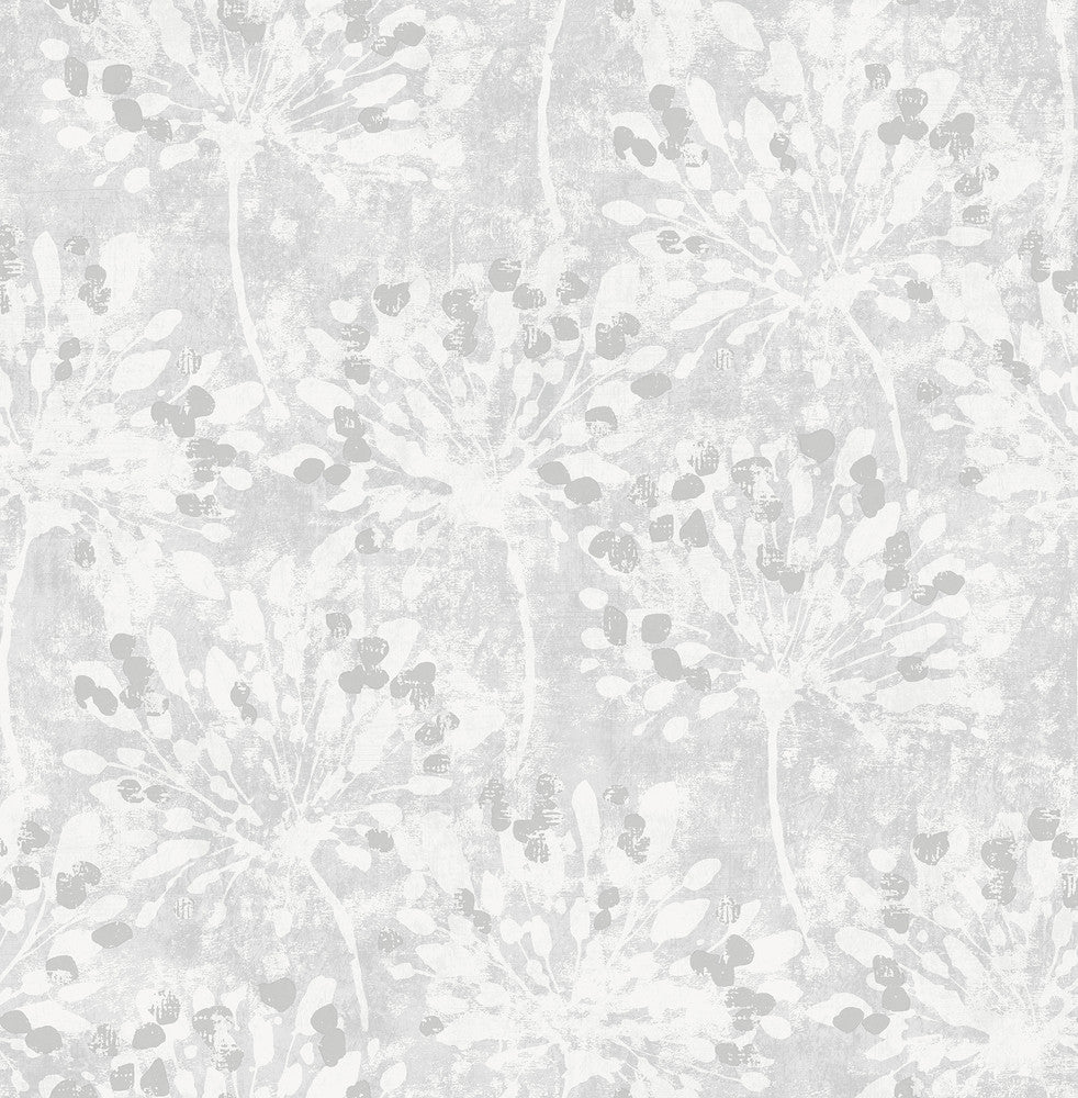 Dori Light Grey Painterly Floral Wallpaper by Advantage Splash Covers about 56.4 square feet 20.5-in by 33-ft long roll Unpasted 20.9 - Fabric Carolina -