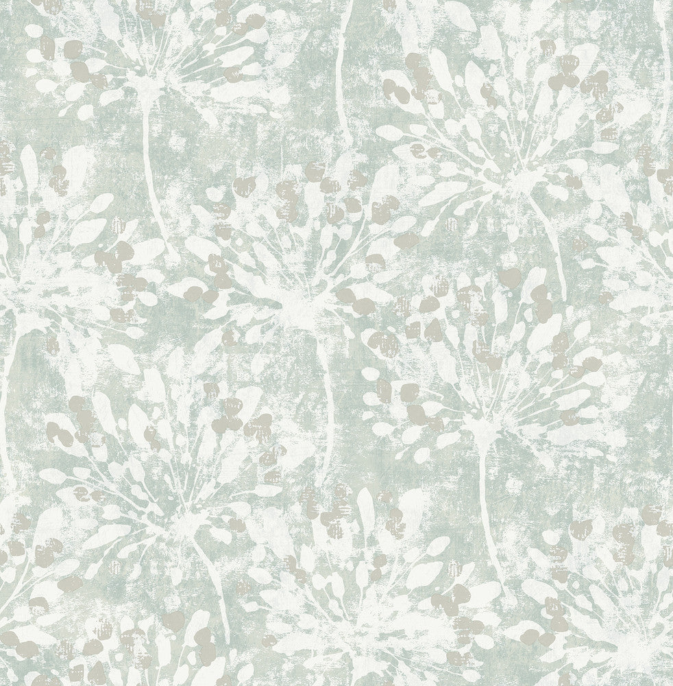 Dori Light Green Painterly Floral Wallpaper by Advantage Splash Covers about 56.4 square feet 20.5-in by 33-ft long roll Unpasted 20.9 - Fabric Carolina -