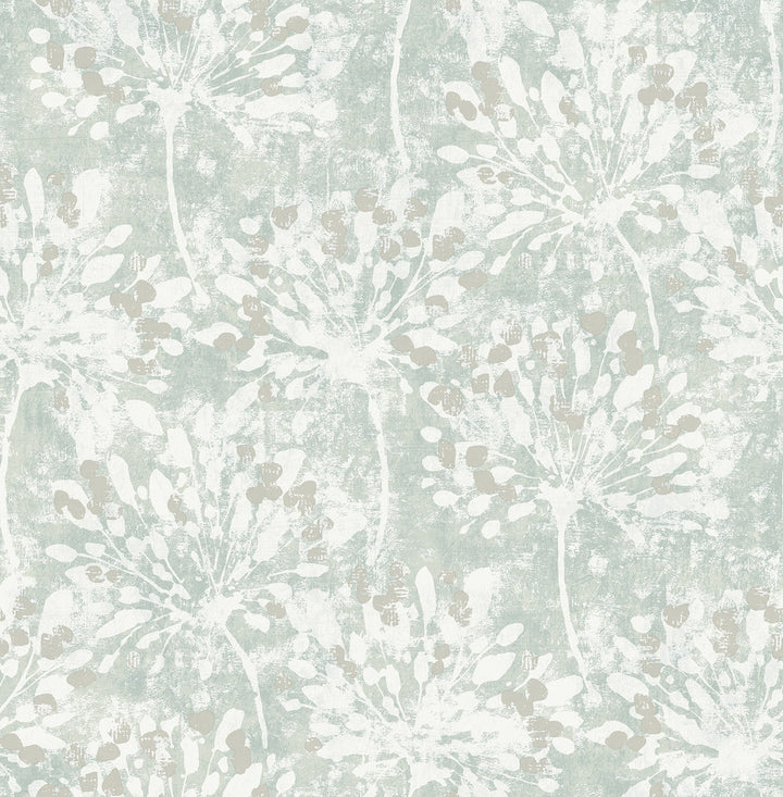 Dori Light Green Painterly Floral Wallpaper by Advantage Splash Covers about 56.4 square feet 20.5-in by 33-ft long roll Unpasted 20.9 - Fabric Carolina -