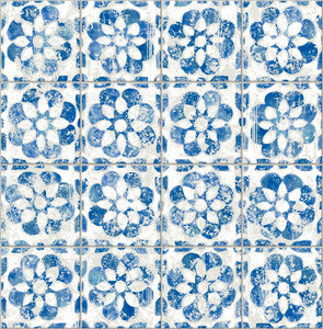 Izeda Blue Floral Tile Wallpaper by Advantage