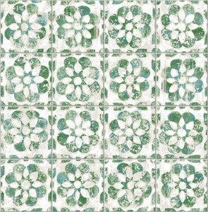 Izeda Green Floral Tile Wallpaper by Advantage