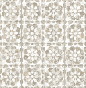 Izeda Taupe Floral Tile Wallpaper by Advantage