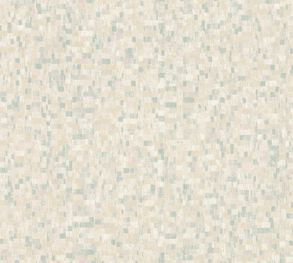 Albers Teal Squares Wallpaper by Advantage Splash Covers about 57.5 square feet 20.9-in by 33-ft long roll Unpasted 0 - Fabric Carolina -