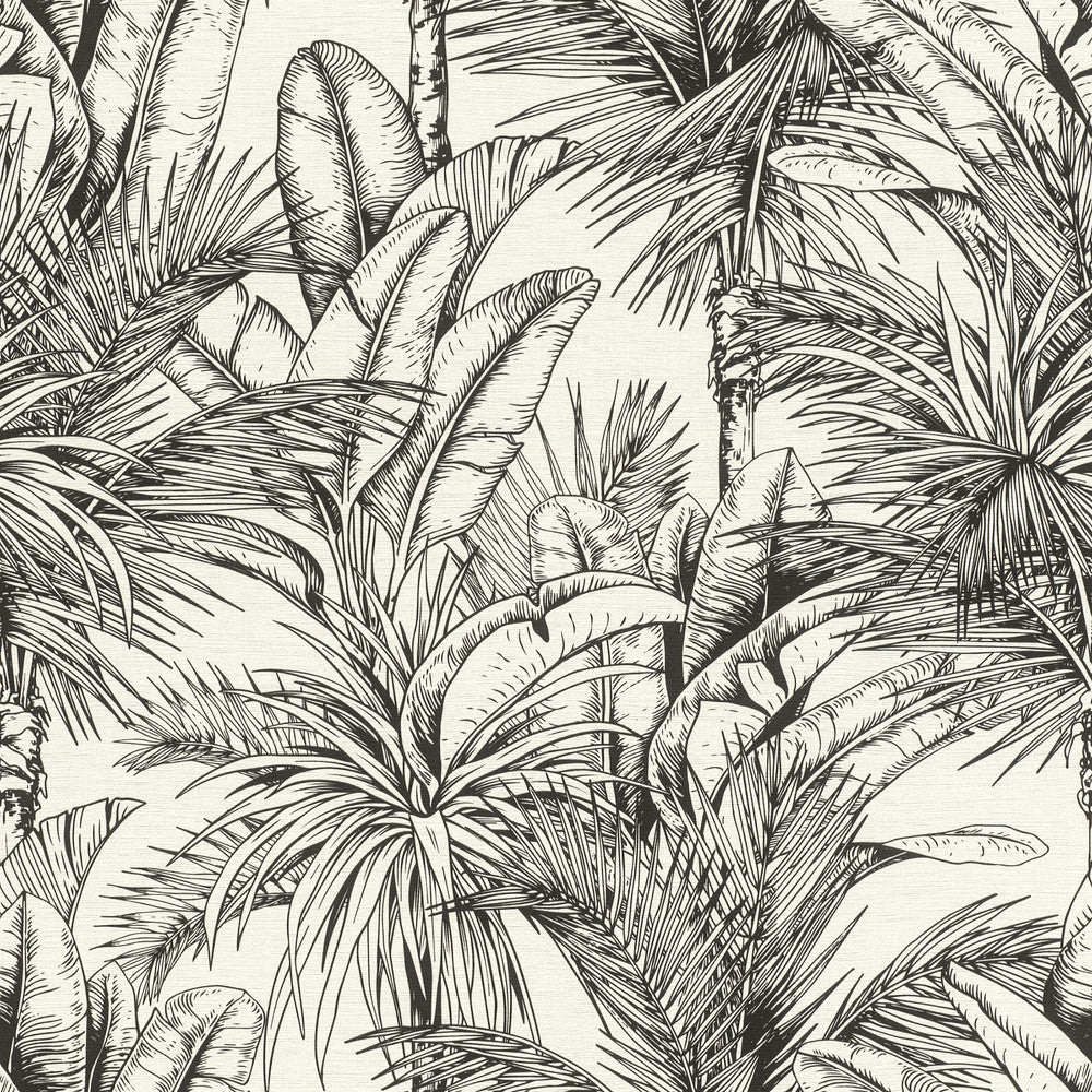 Serra White Palm Wallpaper by Advantage Splash Covers about 57.5 square feet 20.9-in by 33-ft long roll Unpasted 20.9 - Fabric Carolina -
