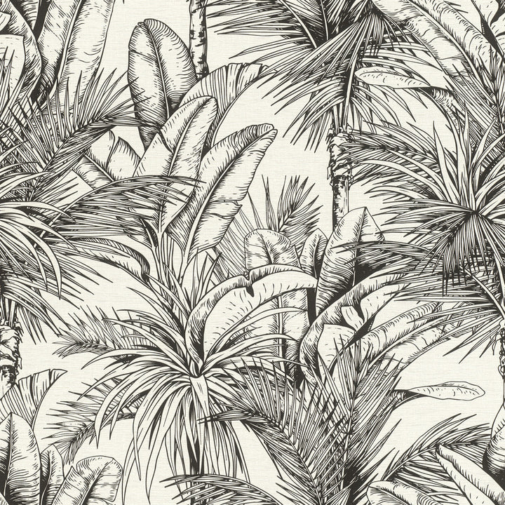 Serra White Palm Wallpaper by Advantage Splash Covers about 57.5 square feet 20.9-in by 33-ft long roll Unpasted 20.9 - Fabric Carolina -