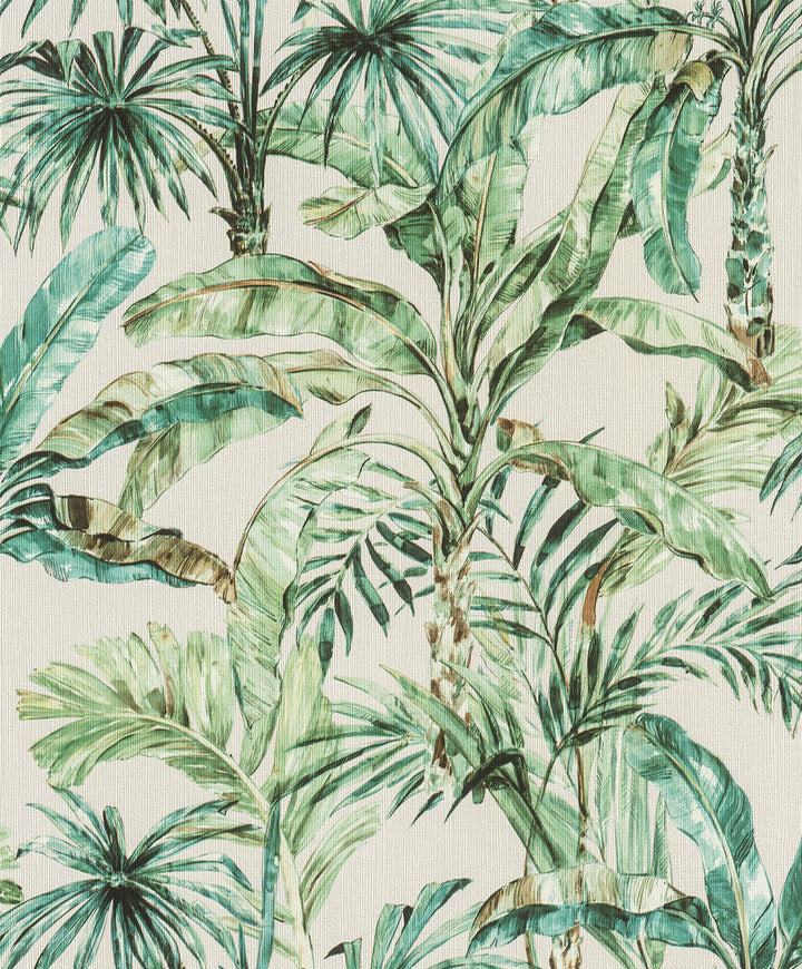 Calle White Tropical Wallpaper by Advantage Splash Covers about 57.5 square feet 20.9-in by 33-ft long roll Unpasted 12.6 - Fabric Carolina -