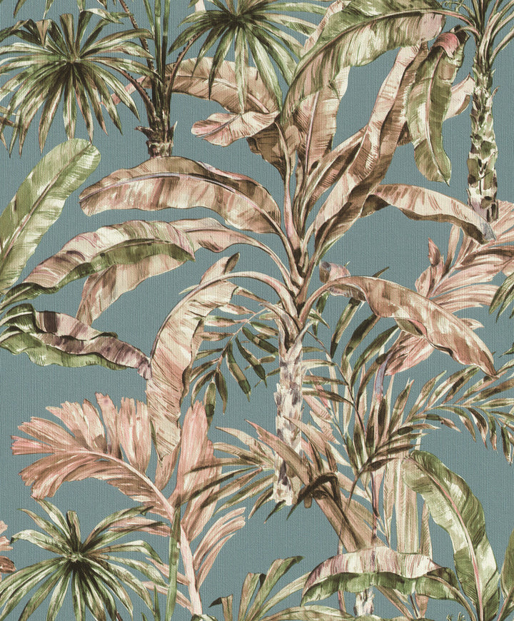 Calle Light Blue Tropical Wallpaper by Advantage Splash Covers about 57.5 square feet 20.9-in by 33-ft long roll Unpasted 12.6 - Fabric Carolina -