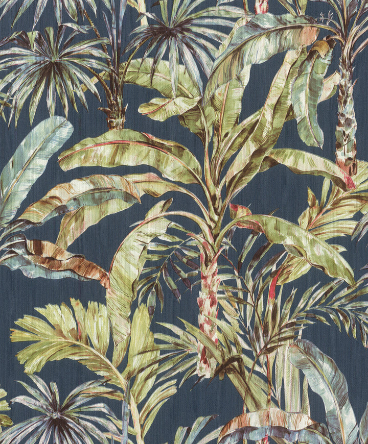 Calle Blue Tropical Wallpaper by Advantage Splash Covers about 57.5 square feet 20.9-in by 33-ft long roll Unpasted 12.6 - Fabric Carolina -