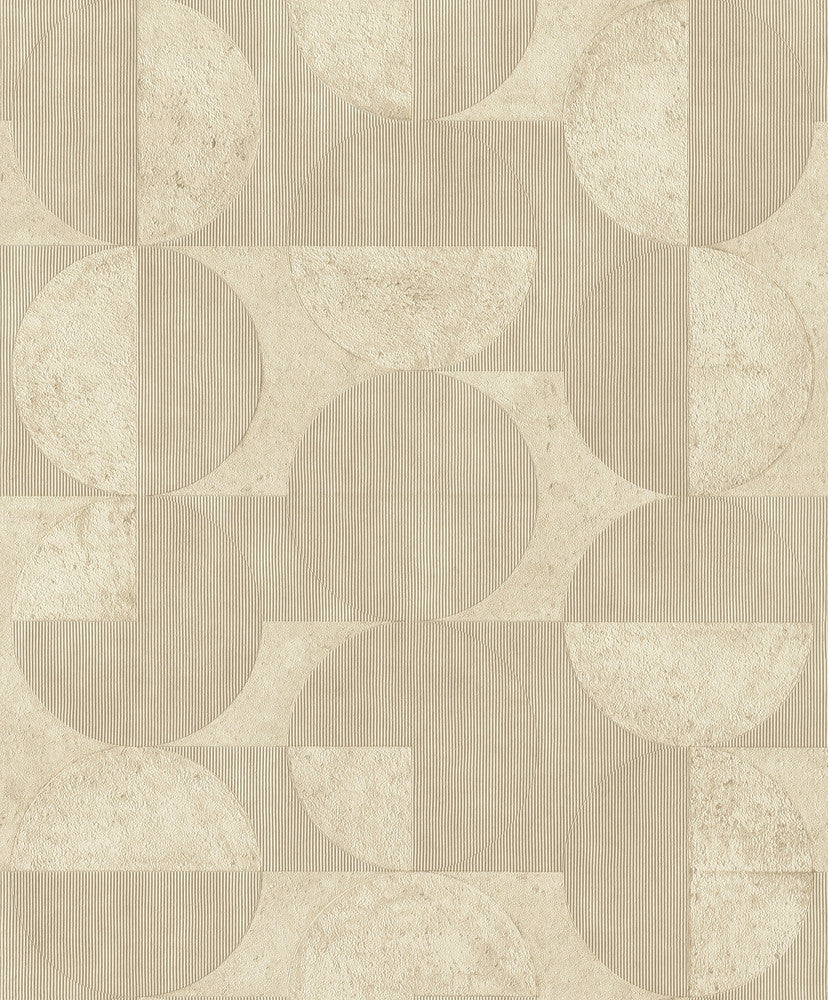 Barcelo Beige Circles Wallpaper by Advantage Splash Covers about 57.5 square feet 20.9-in by 33-ft long roll Unpasted 15.7 - Fabric Carolina -