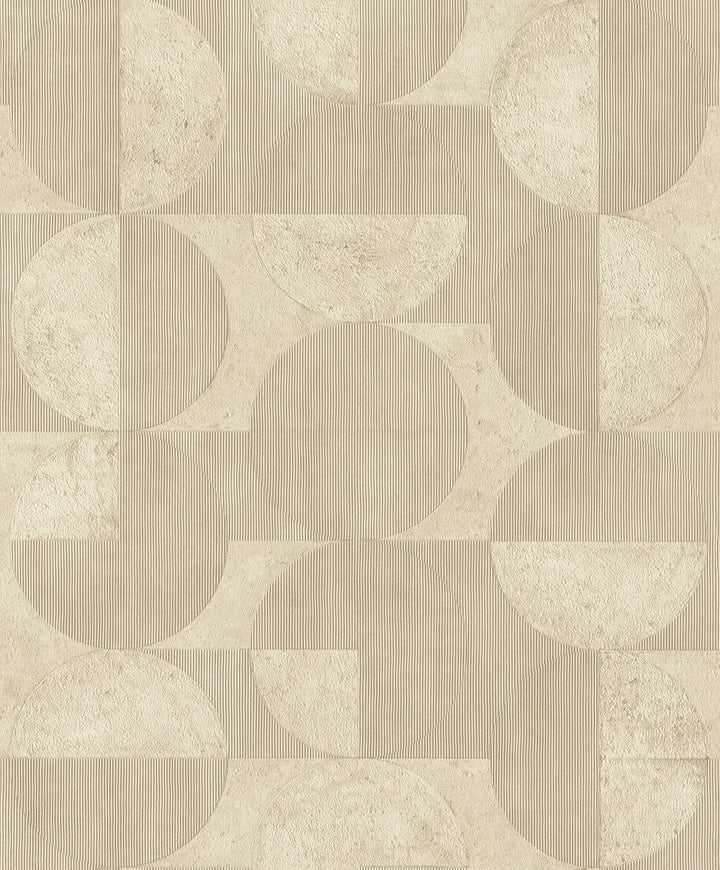 Barcelo Beige Circles Wallpaper by Advantage Splash Covers about 57.5 square feet 20.9-in by 33-ft long roll Unpasted 15.7 - Fabric Carolina -