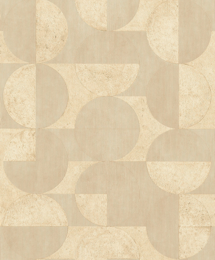 Barcelo Light Brown Circles Wallpaper by Advantage Splash Covers about 57.5 square feet 20.9-in by 33-ft long roll Unpasted 15.7 - Fabric Carolina -
