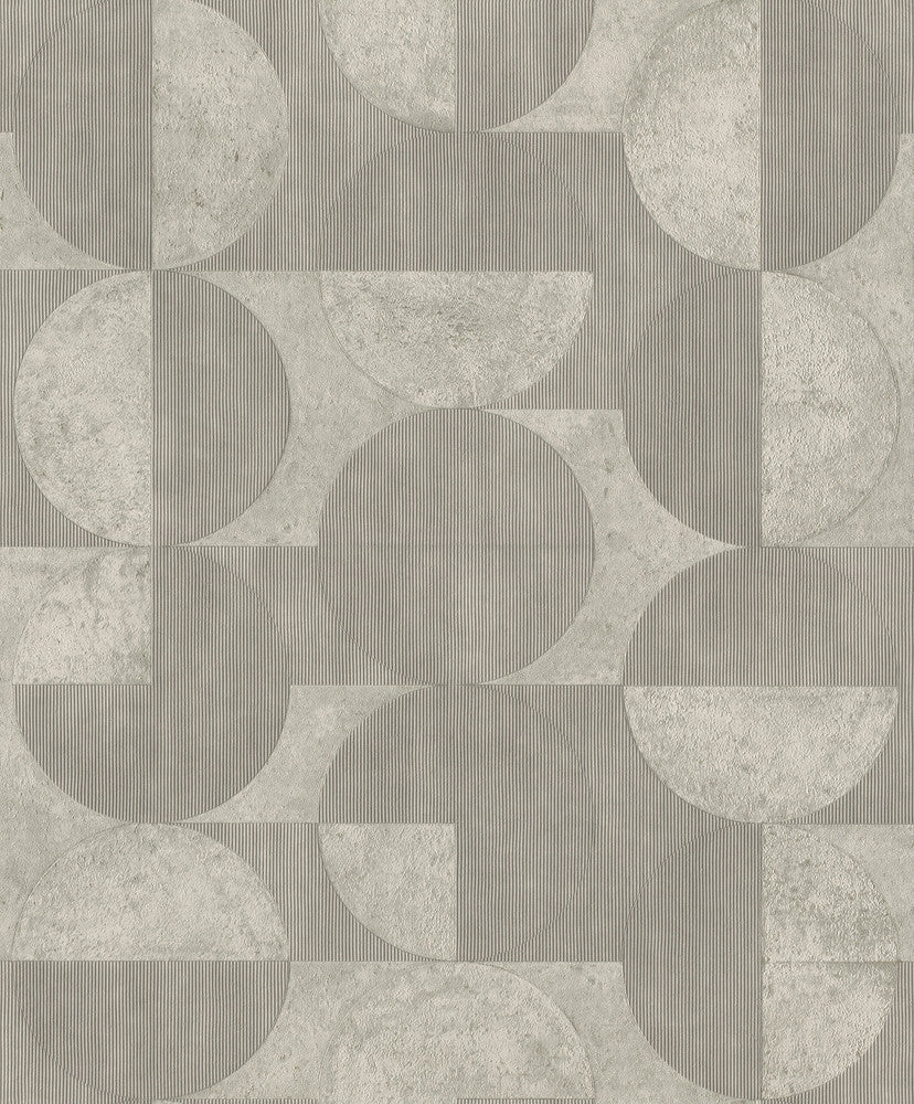 Barcelo Grey Circles Wallpaper by Advantage Splash Covers about 57.5 square feet 20.9-in by 33-ft long roll Unpasted 15.7 - Fabric Carolina -