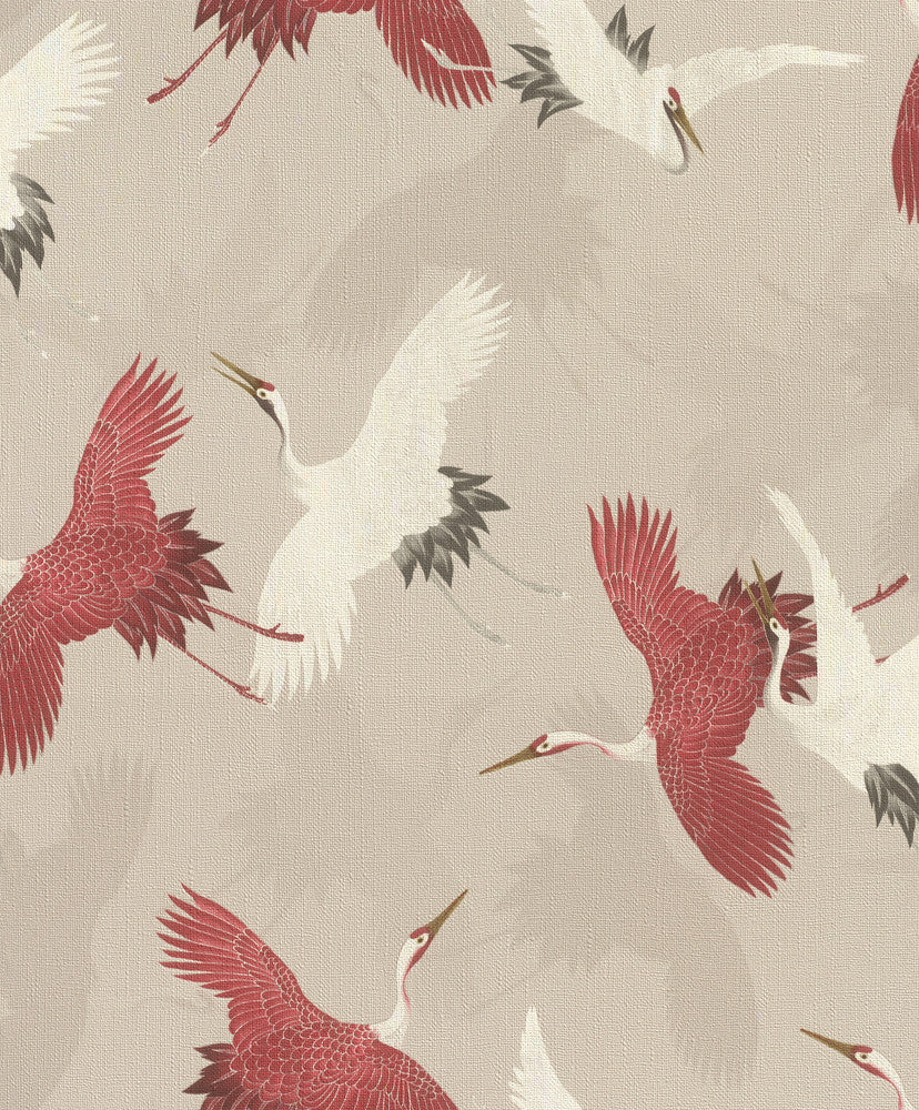 Kusama Neutral Crane Wallpaper by Advantage Splash Covers about 57.5 square feet 20.9-in by 33-ft long roll Unpasted 12.6 - Fabric Carolina -