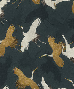 Kusama Dark Blue Crane Wallpaper by Advantage