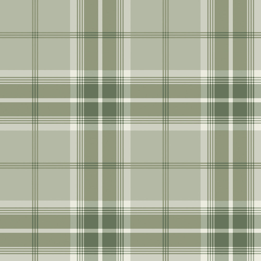 Sala Green Plaid Wallpaper by Advantage Splash Covers about 57.5 square feet 20.9-in by 33-ft long roll Unpasted 20.9 - Fabric Carolina -