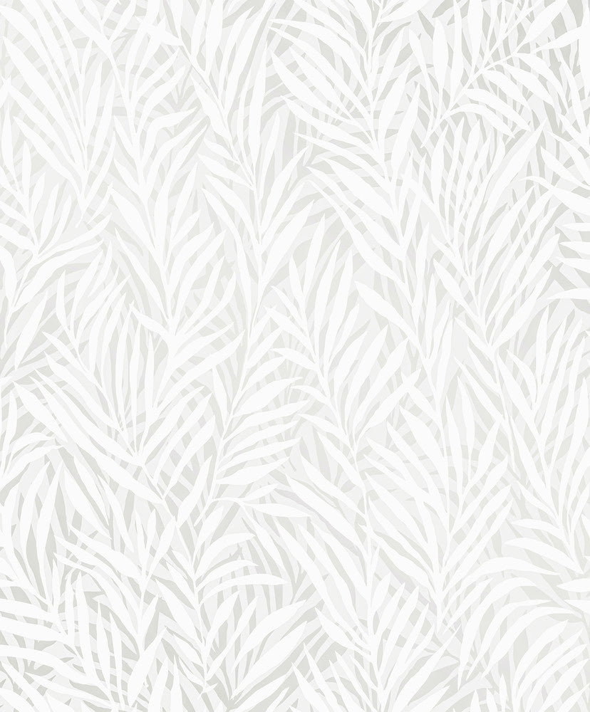 Holzer White Fern Wallpaper by Advantage Splash Covers about 57.5 square feet 20.9-in by 33-ft long roll Unpasted 12.6 - Fabric Carolina -