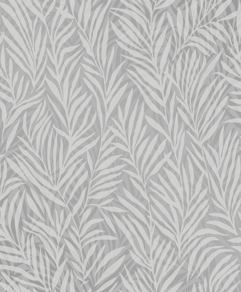Holzer Grey Fern Wallpaper by Advantage Splash Covers about 57.5 square feet 20.9-in by 33-ft long roll Unpasted 12.6 - Fabric Carolina -