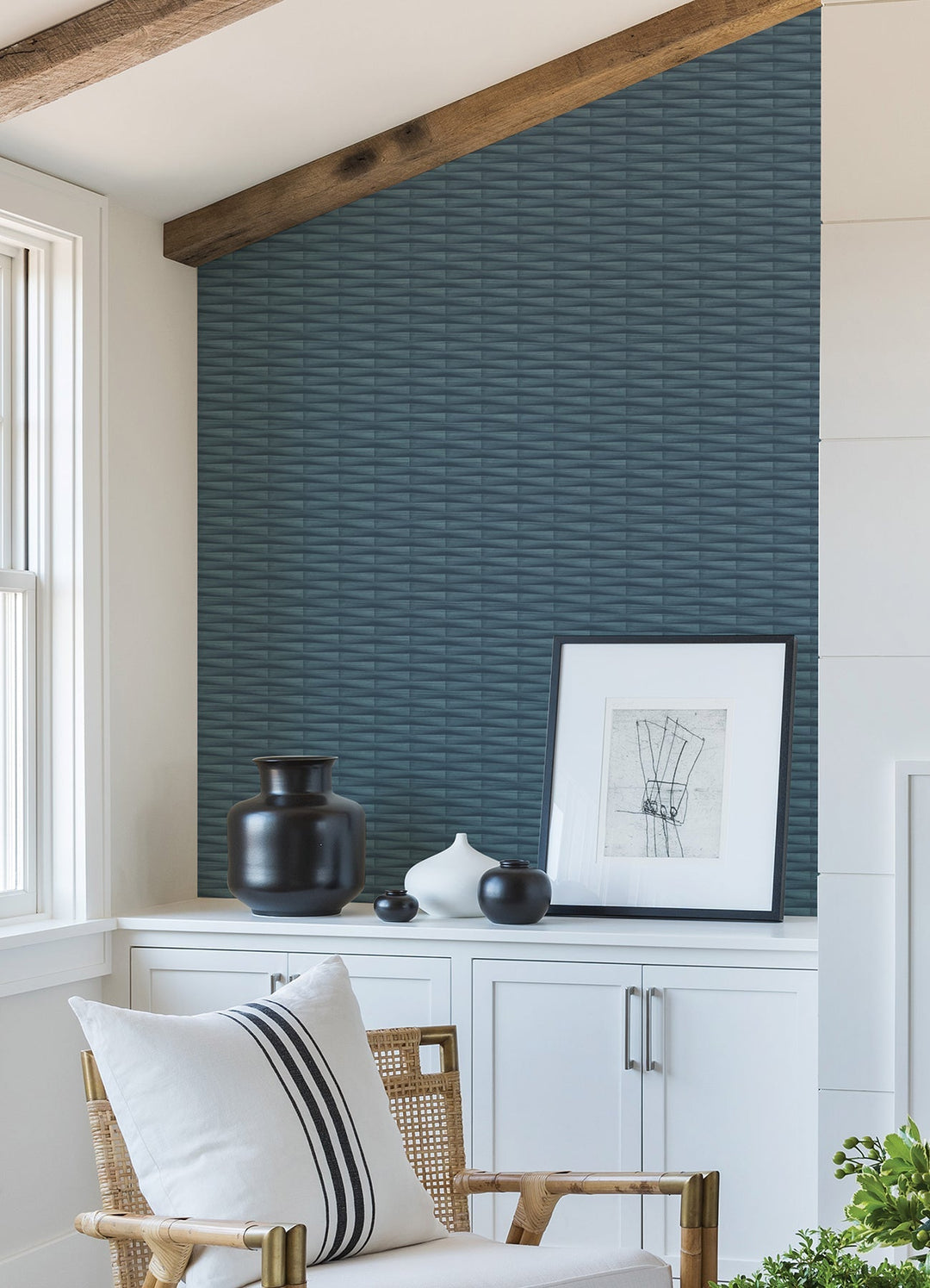 Gator Blue Geometric Stripe Wallpaper by A-Street Prints Designer
