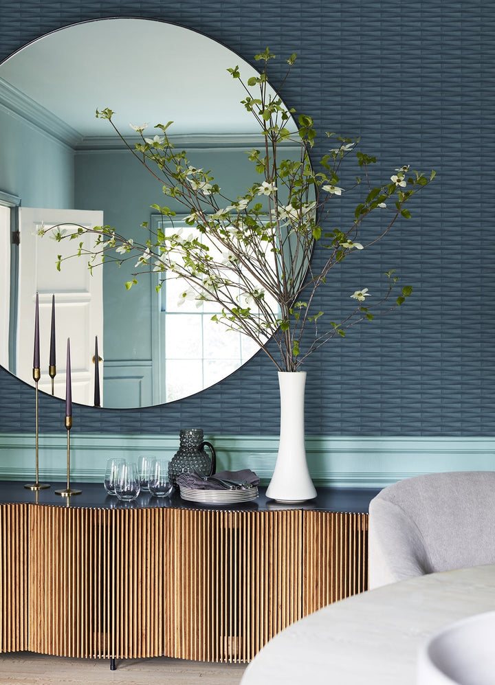 Gator Blue Geometric Stripe Wallpaper by A-Street Prints Designer