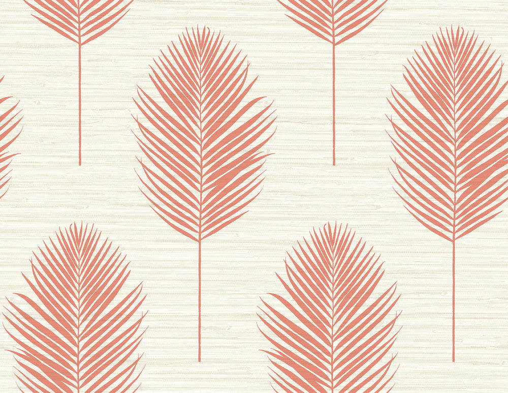 Bali Coral Fern Wallpaper by A-Street Prints Inlay Covers about 60.8 square feet 27-in by 27-ft long roll Unpasted 20.9 - Fabric Carolina -