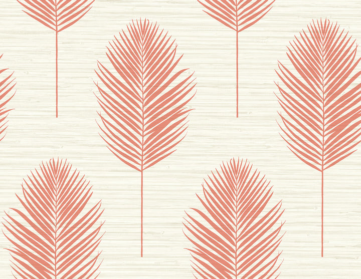 Bali Coral Fern Wallpaper by A-Street Prints Inlay Covers about 60.8 square feet 27-in by 27-ft long roll Unpasted 20.9 - Fabric Carolina -