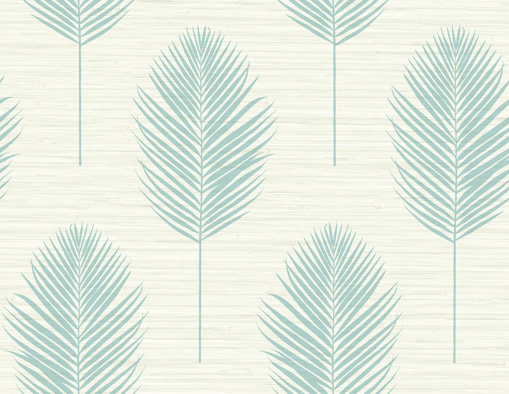 Bali Aqua Fern Wallpaper by A-Street Prints Inlay Covers about 60.8 square feet 27-in by 27-ft long roll Unpasted 20.9 - Fabric Carolina -