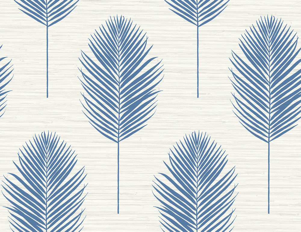 Bali Blue Fern Wallpaper by A-Street Prints Inlay Covers about 60.8 square feet 27-in by 27-ft long roll Unpasted 20.9 - Fabric Carolina -